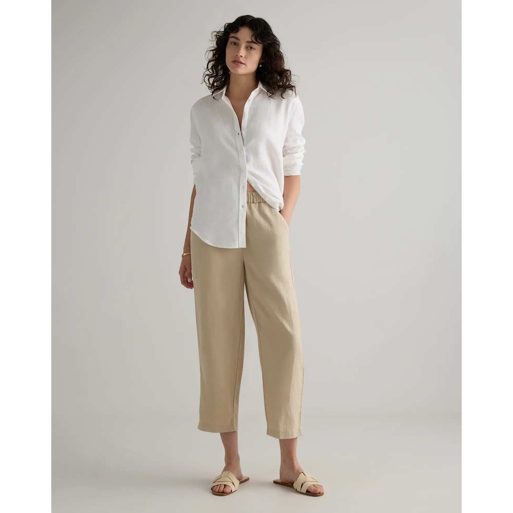 Quince 100% European Linen Pants Driftwood Size Medium Tan Beige Lagenlook